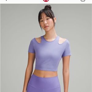 Shoulder cut out yoga T-shirt